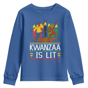 Funny Kwanzaa Is Lit Youth Sweatshirt Festival Of Lights African Heritage Gift TS12 Royal Blue Print Your Wear