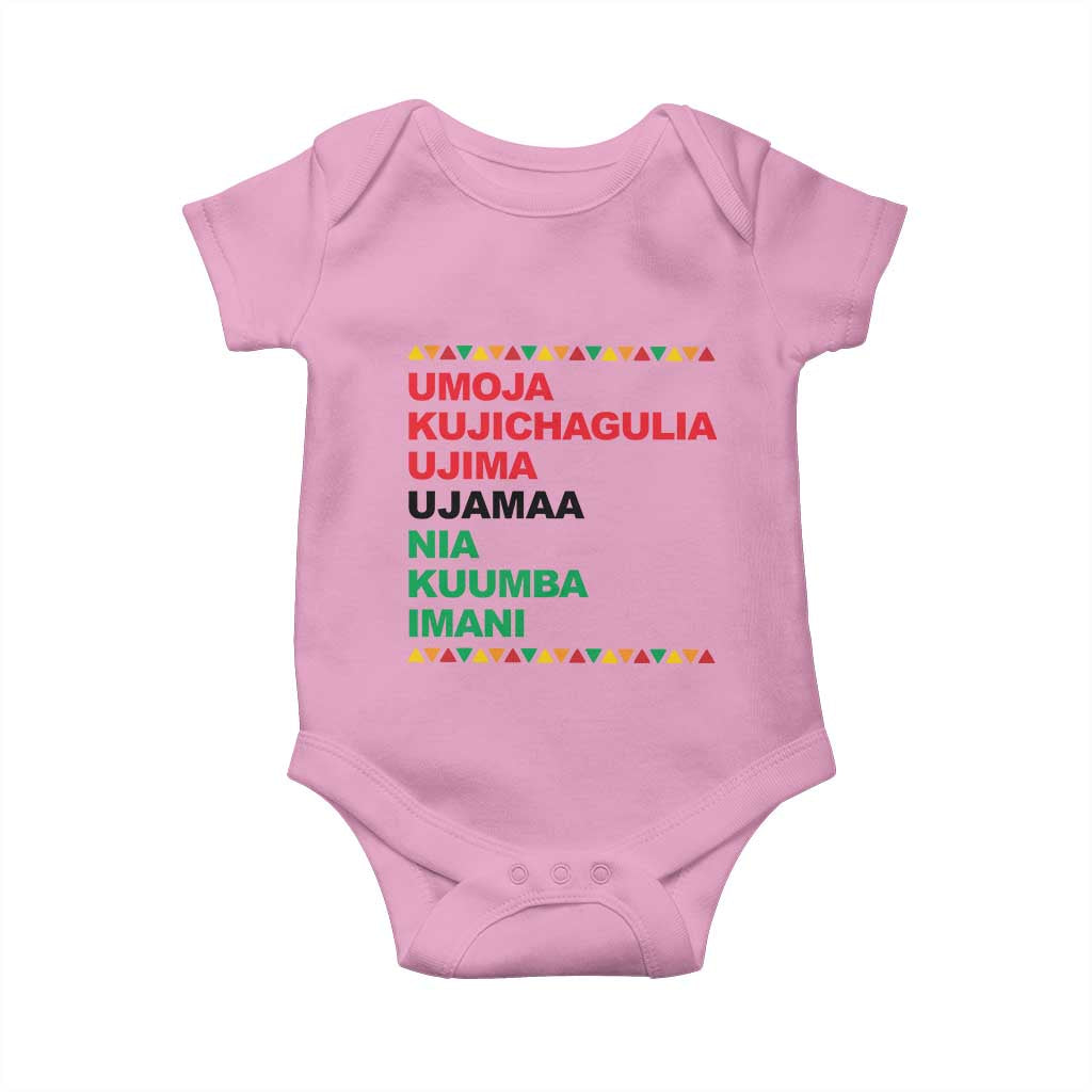 7 Principles Of Kwanzaa Baby Onesie African American Holiday Gift TS12 Light Pink Print Your Wear