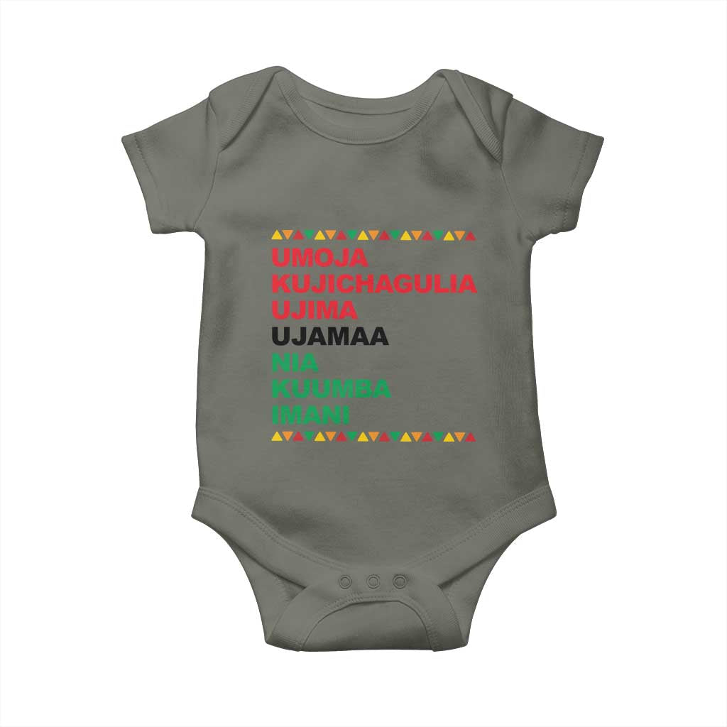7 Principles Of Kwanzaa Baby Onesie African American Holiday Gift TS12 Military Green Print Your Wear