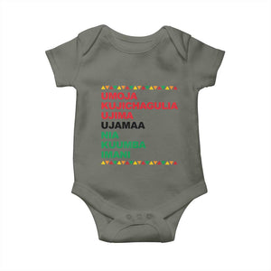 7 Principles Of Kwanzaa Baby Onesie African American Holiday Gift TS12 Military Green Print Your Wear
