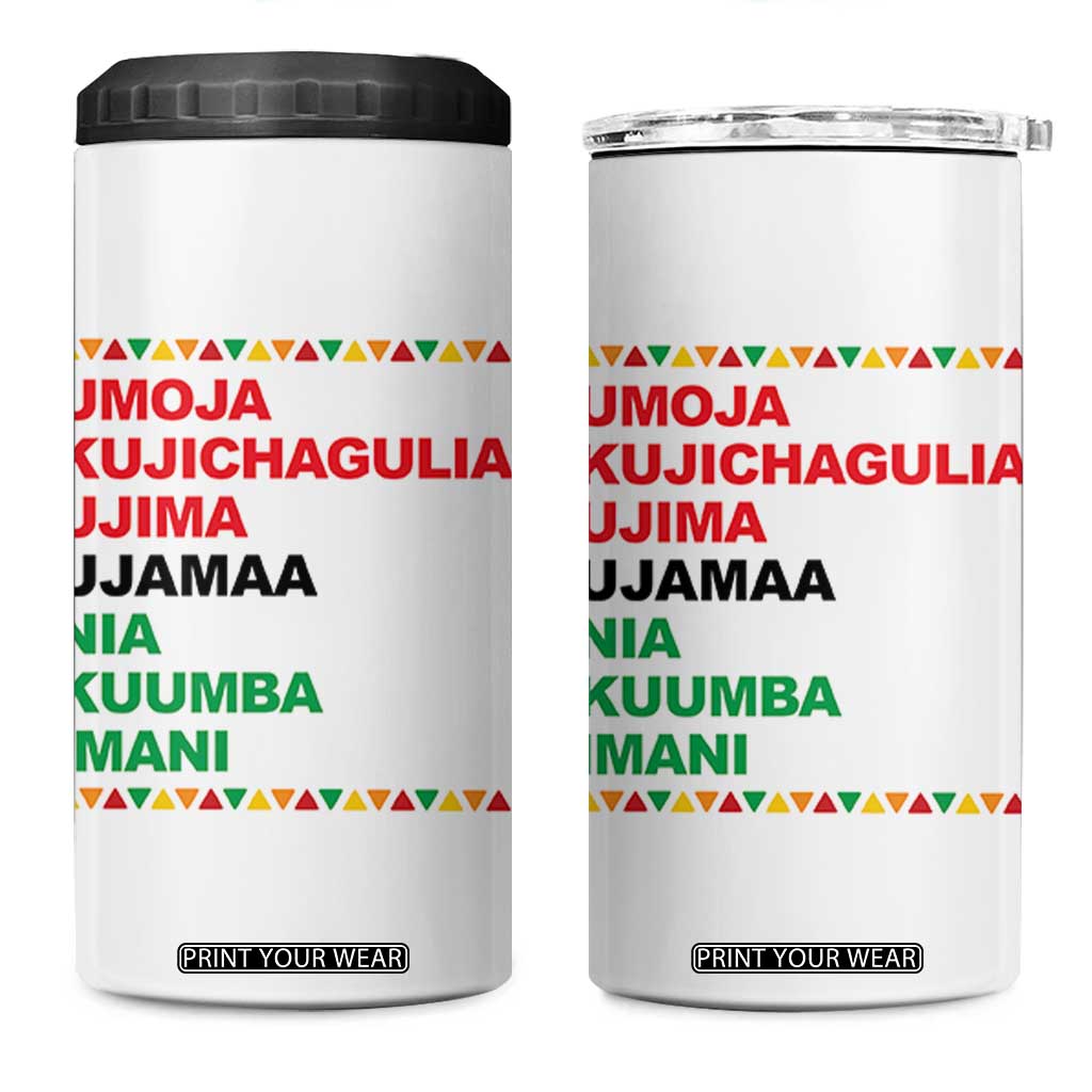 7 Principles Of Kwanzaa 4 in 1 Can Cooler Tumbler African American Holiday Gift TS12 One Size: 16 oz White Print Your Wear