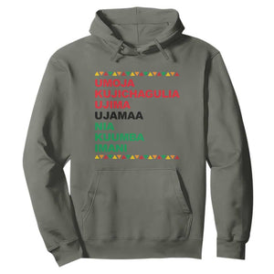 7 Principles Of Kwanzaa Hoodie African American Holiday Gift TS12 Military Green Print Your Wear