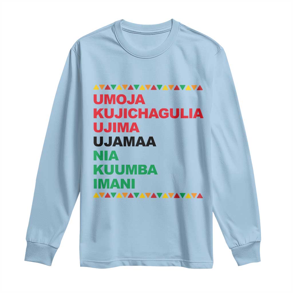 7 Principles Of Kwanzaa Long Sleeve Shirt African American Holiday Gift TS12 Light Blue Print Your Wear