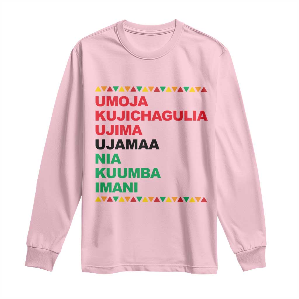 7 Principles Of Kwanzaa Long Sleeve Shirt African American Holiday Gift TS12 Light Pink Print Your Wear
