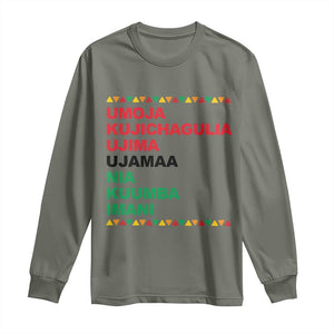 7 Principles Of Kwanzaa Long Sleeve Shirt African American Holiday Gift TS12 Military Green Print Your Wear