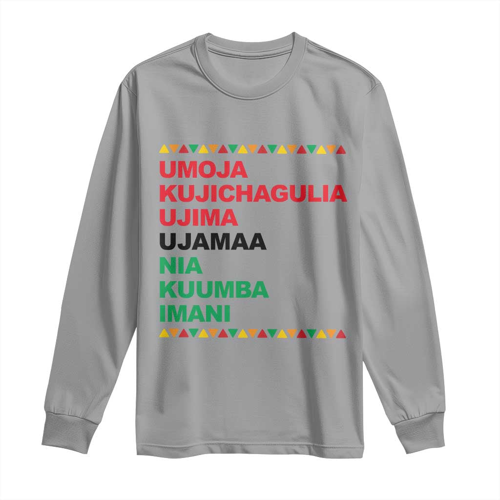 7 Principles Of Kwanzaa Long Sleeve Shirt African American Holiday Gift TS12 Sport Gray Print Your Wear