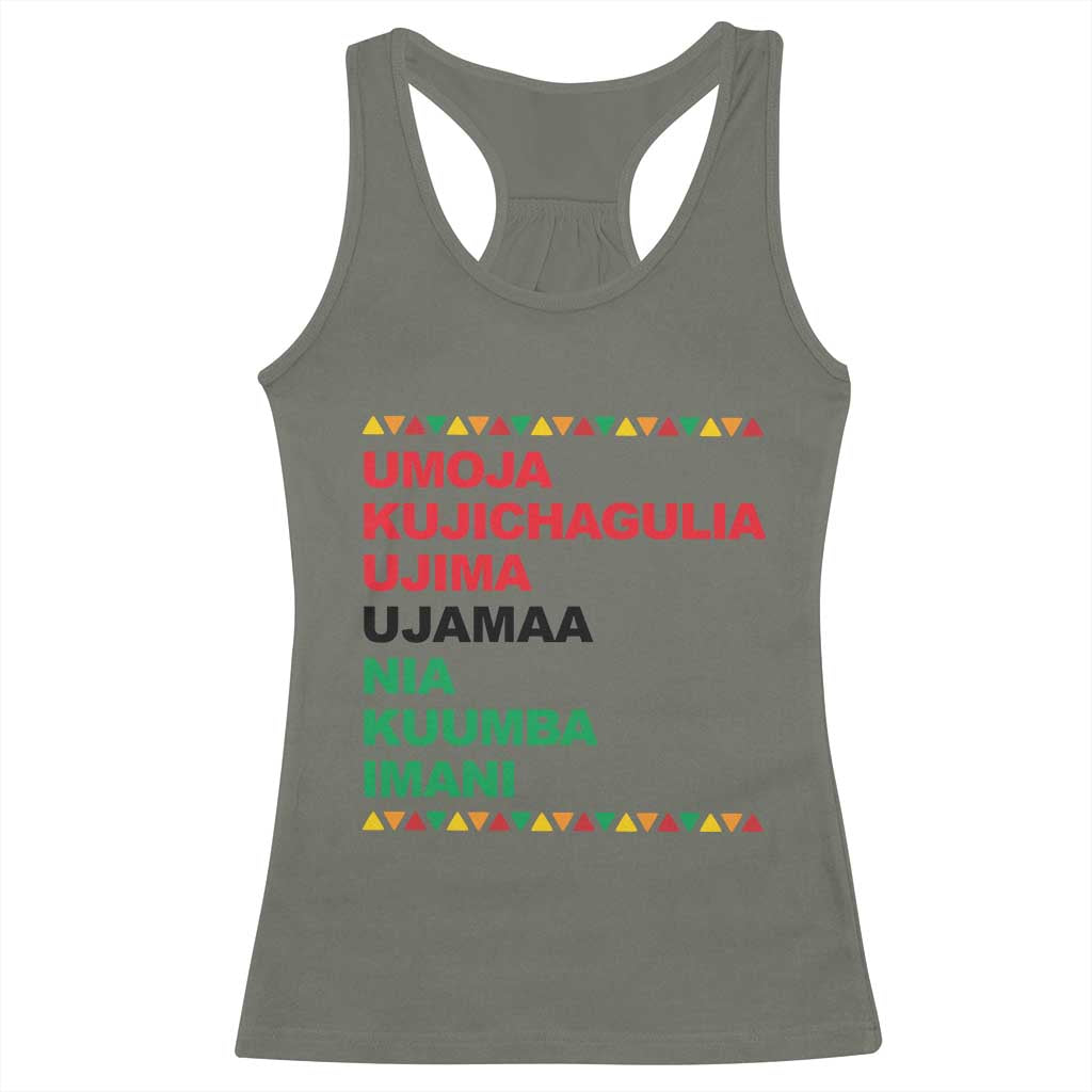7 Principles Of Kwanzaa Racerback Tank Top African American Holiday Gift TS12 Military Green Print Your Wear