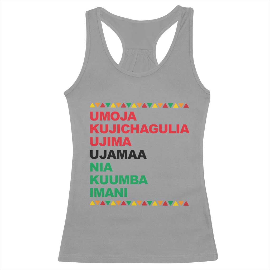7 Principles Of Kwanzaa Racerback Tank Top African American Holiday Gift TS12 Sport Gray Print Your Wear