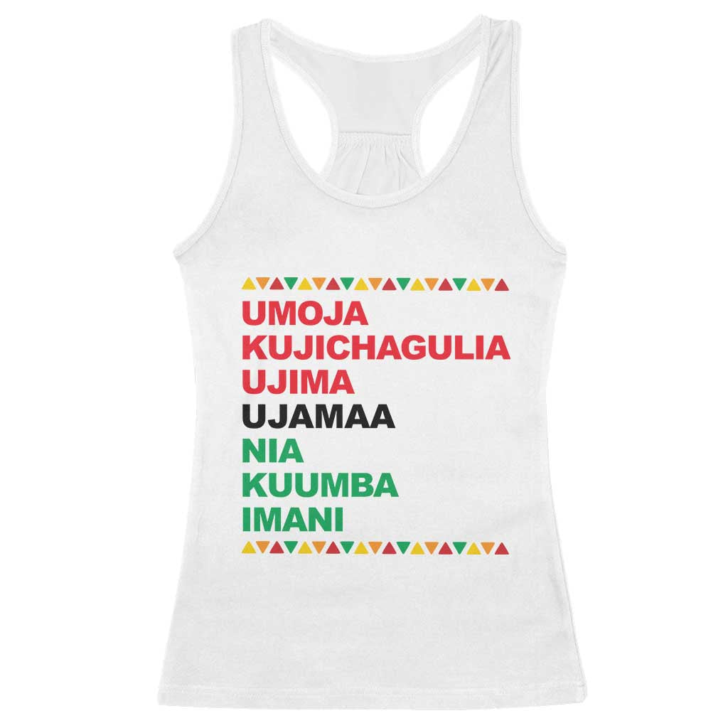 7 Principles Of Kwanzaa Racerback Tank Top African American Holiday Gift TS12 White Print Your Wear