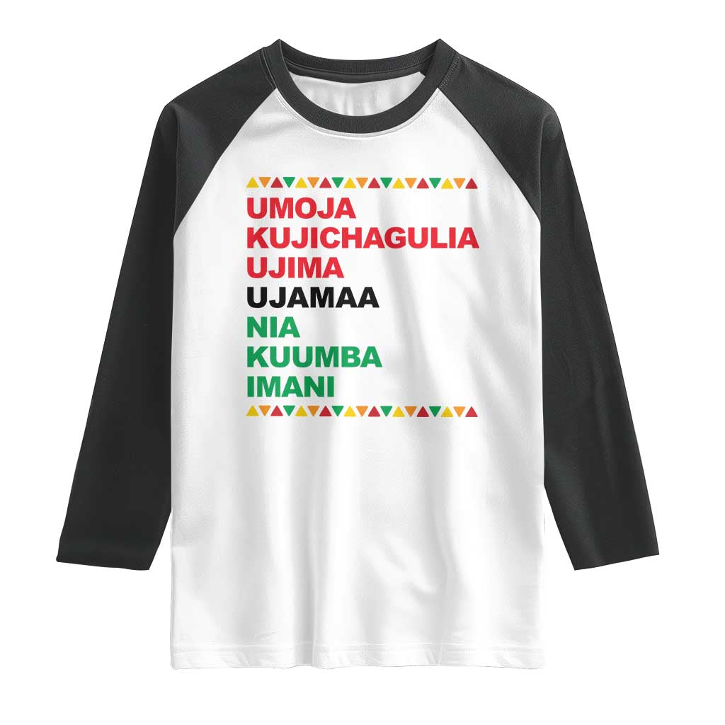 7 Principles Of Kwanzaa Raglan Shirt African American Holiday Gift TS12 White Black Print Your Wear