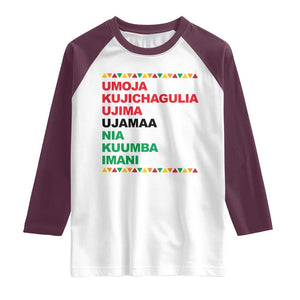 7 Principles Of Kwanzaa Raglan Shirt African American Holiday Gift TS12 White Maroon Print Your Wear