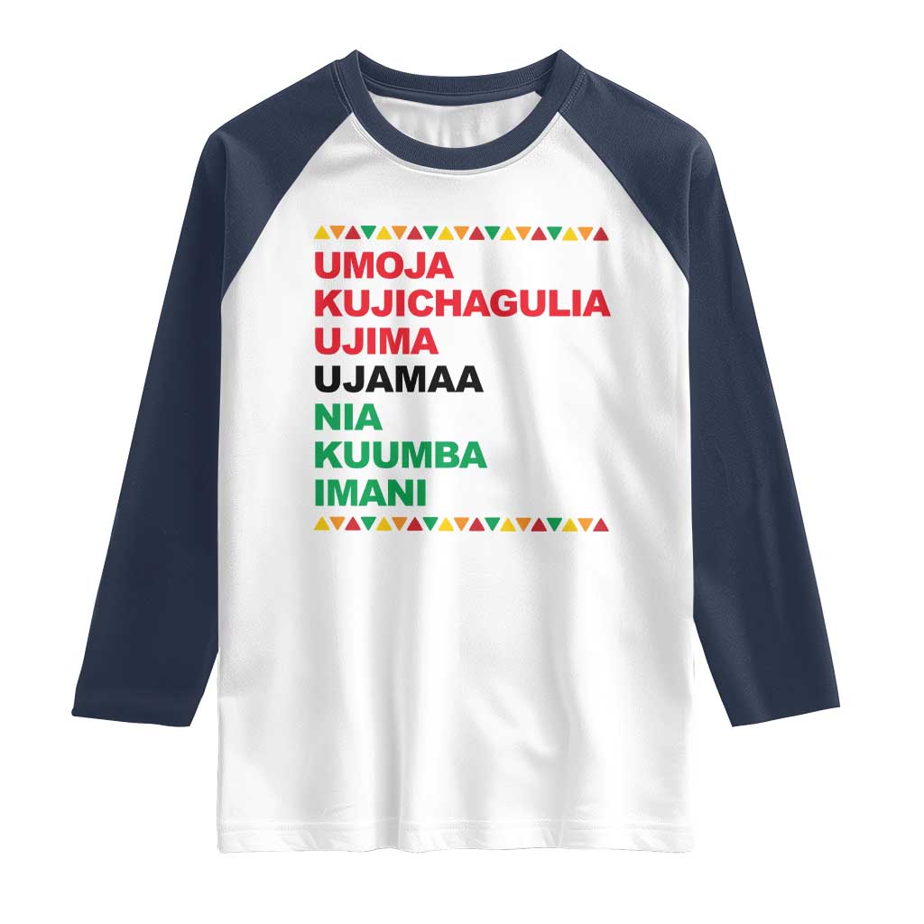 7 Principles Of Kwanzaa Raglan Shirt African American Holiday Gift TS12 White Navy Print Your Wear