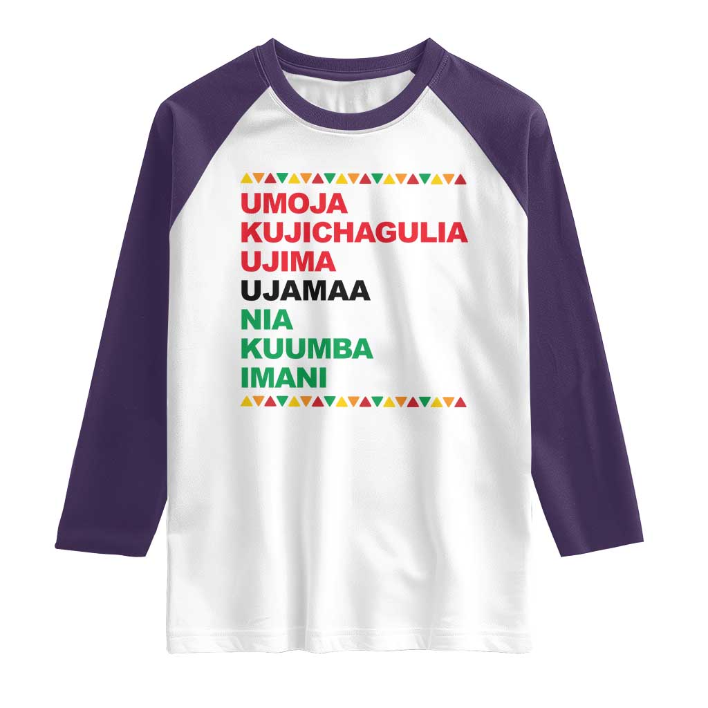 7 Principles Of Kwanzaa Raglan Shirt African American Holiday Gift TS12 White Purple Print Your Wear