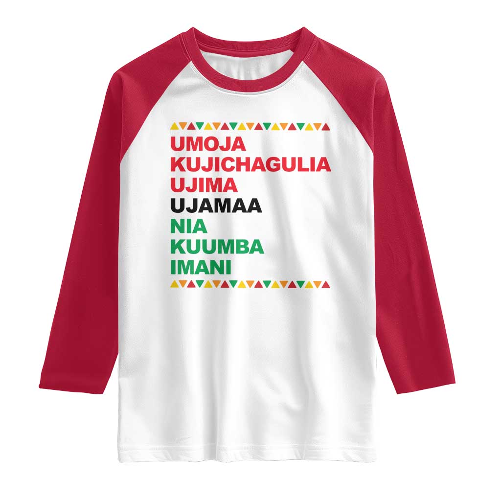 7 Principles Of Kwanzaa Raglan Shirt African American Holiday Gift TS12 White Red Print Your Wear