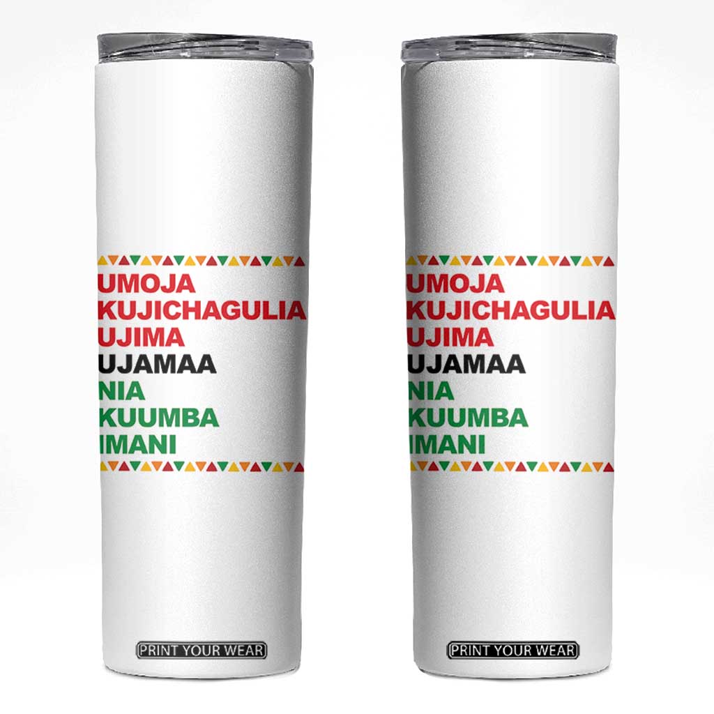 7 Principles Of Kwanzaa Skinny Tumbler African American Holiday Gift TS12 White Print Your Wear
