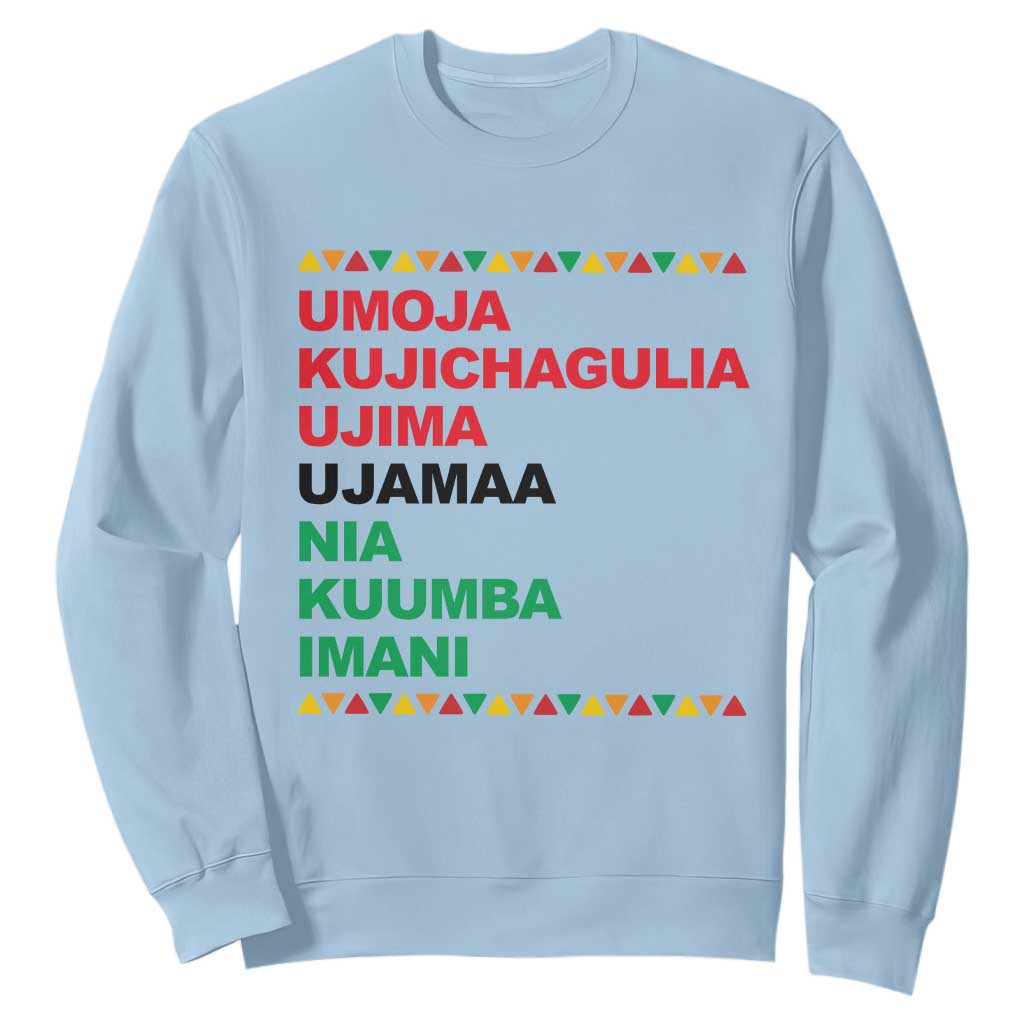 7 Principles Of Kwanzaa Sweatshirt African American Holiday Gift TS12 Light Blue Print Your Wear