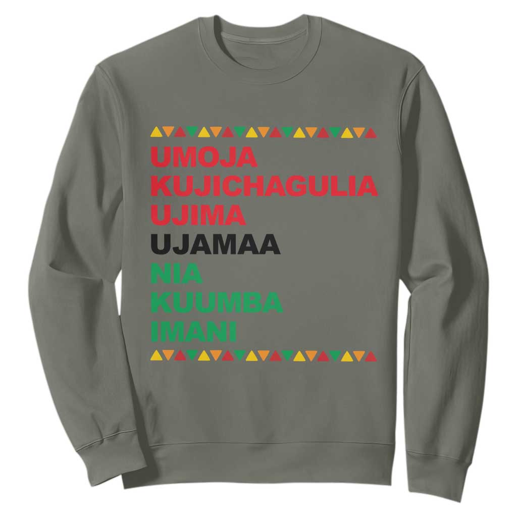 7 Principles Of Kwanzaa Sweatshirt African American Holiday Gift TS12 Military Green Print Your Wear