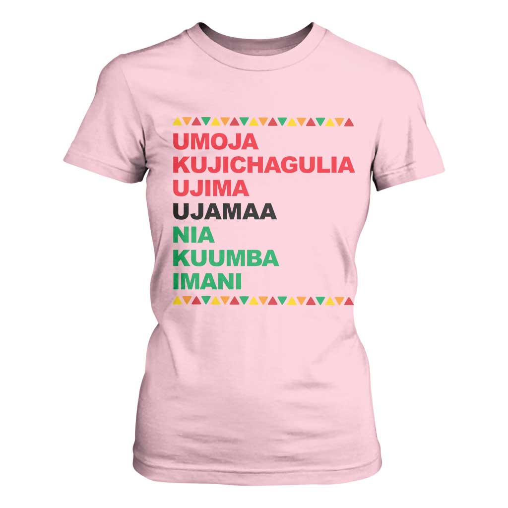 7 Principles Of Kwanzaa T Shirt For Women African American Holiday Gift TS12 Light Pink Print Your Wear