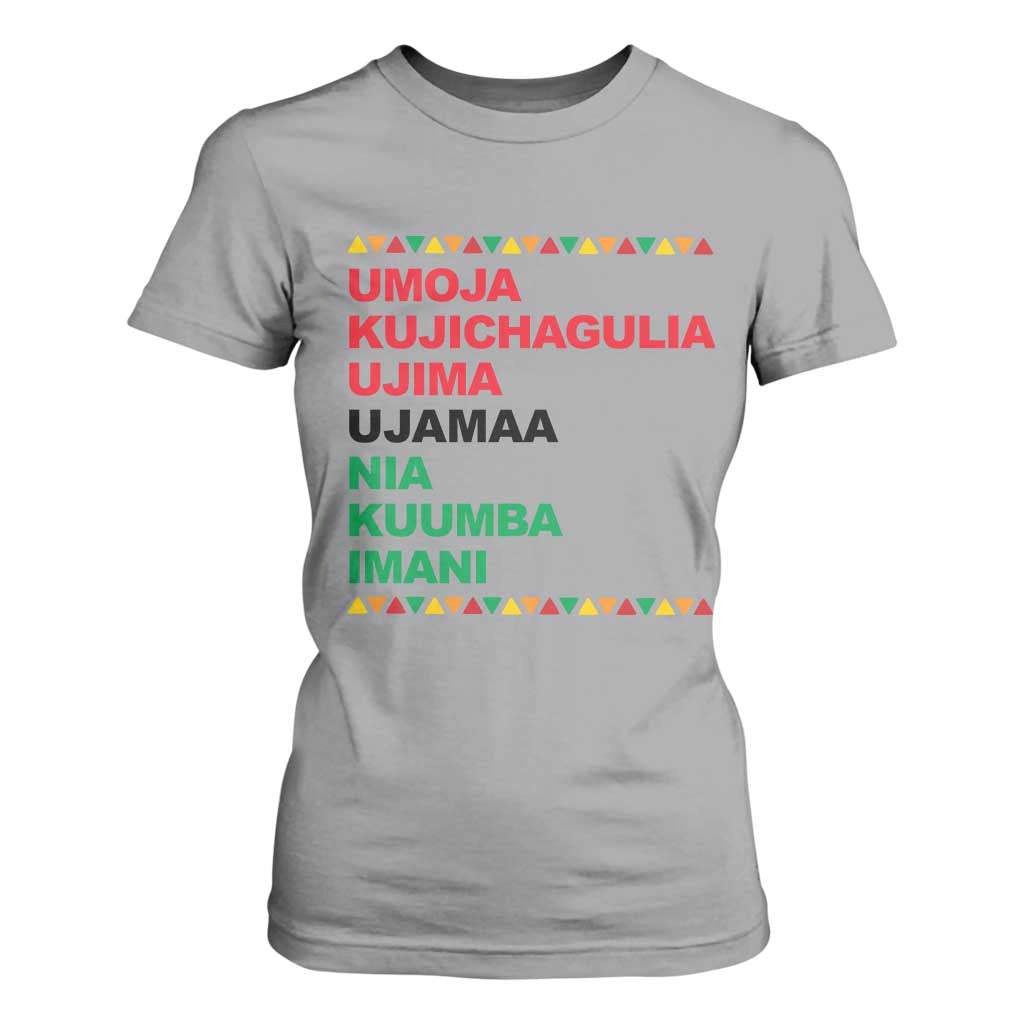 7 Principles Of Kwanzaa T Shirt For Women African American Holiday Gift TS12 Sport Gray Print Your Wear