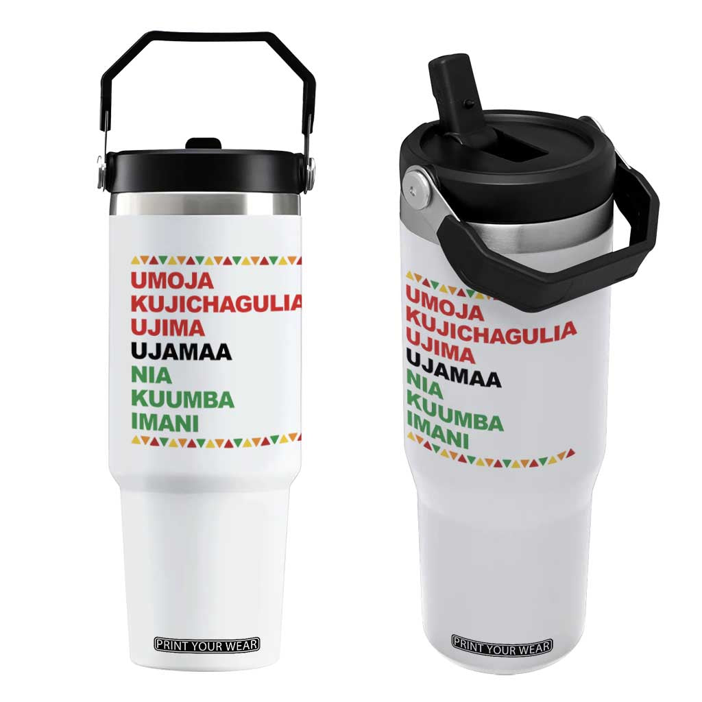7 Principles Of Kwanzaa Flip Straw Tumbler African American Holiday Gift TS12 One Size: 30 oz White Print Your Wear