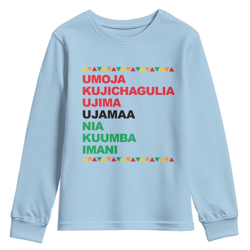 7 Principles Of Kwanzaa Youth Sweatshirt African American Holiday Gift TS12 Light Blue Print Your Wear