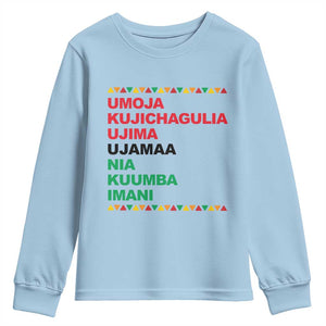 7 Principles Of Kwanzaa Youth Sweatshirt African American Holiday Gift TS12 Light Blue Print Your Wear