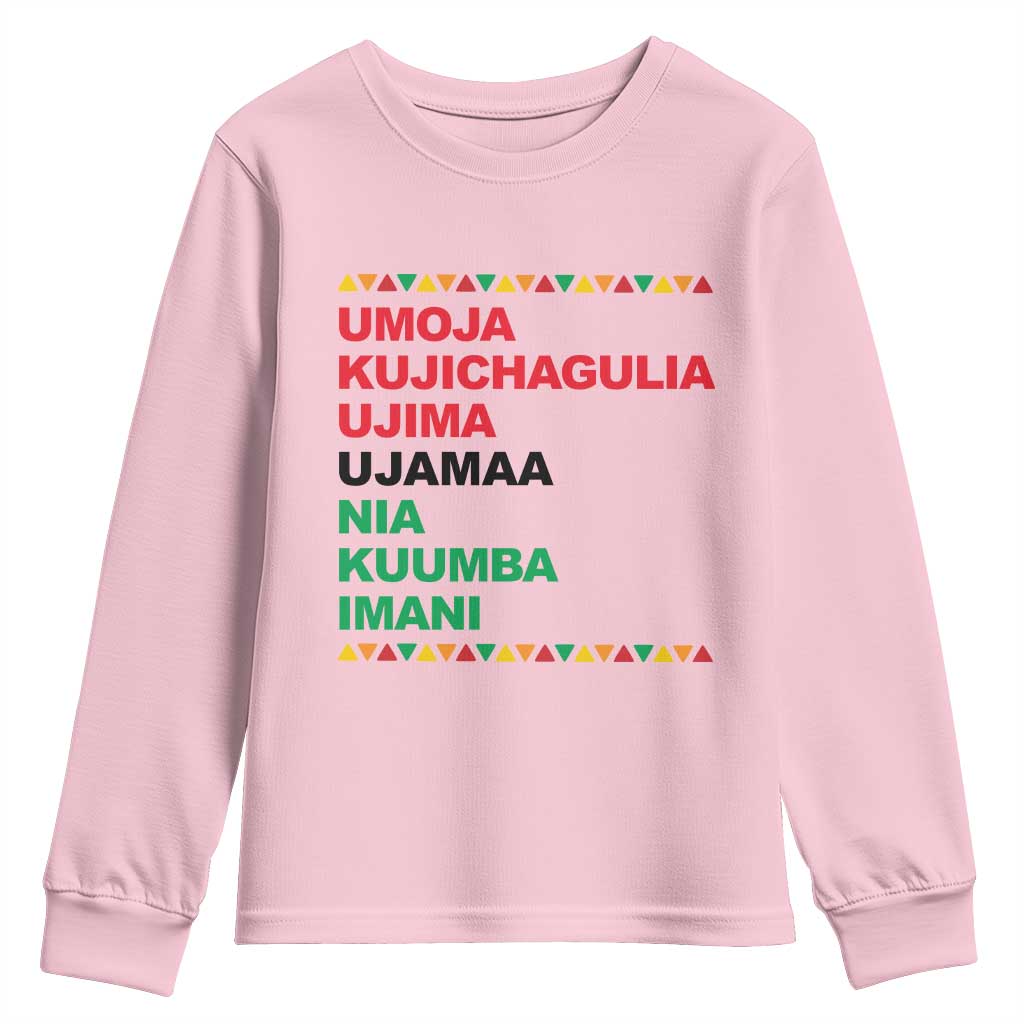 7 Principles Of Kwanzaa Youth Sweatshirt African American Holiday Gift TS12 Light Pink Print Your Wear