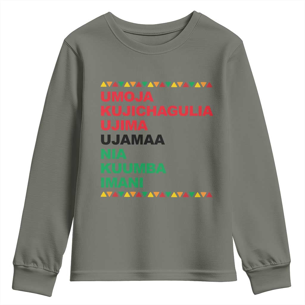 7 Principles Of Kwanzaa Youth Sweatshirt African American Holiday Gift TS12 Military Green Print Your Wear