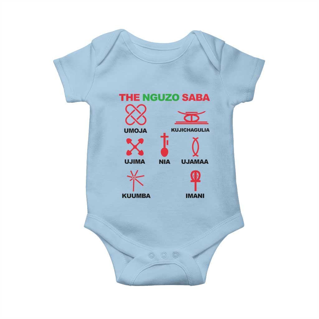 Nguzo Saba Seven Principles Of Kwanzaa Celebration Gift Baby Onesie TS12 Light Blue Print Your Wear