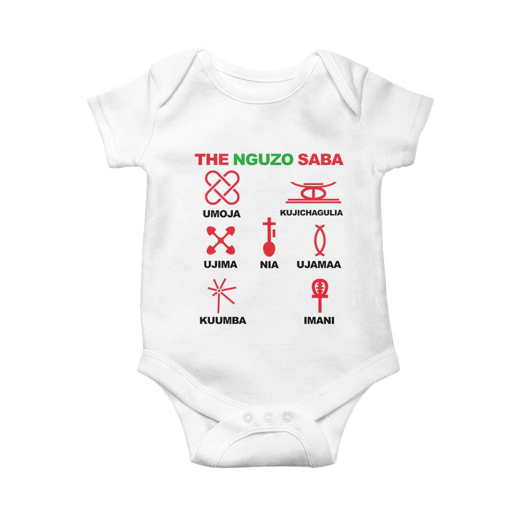 Nguzo Saba Seven Principles Of Kwanzaa Celebration Gift Baby Onesie TS12 White Print Your Wear