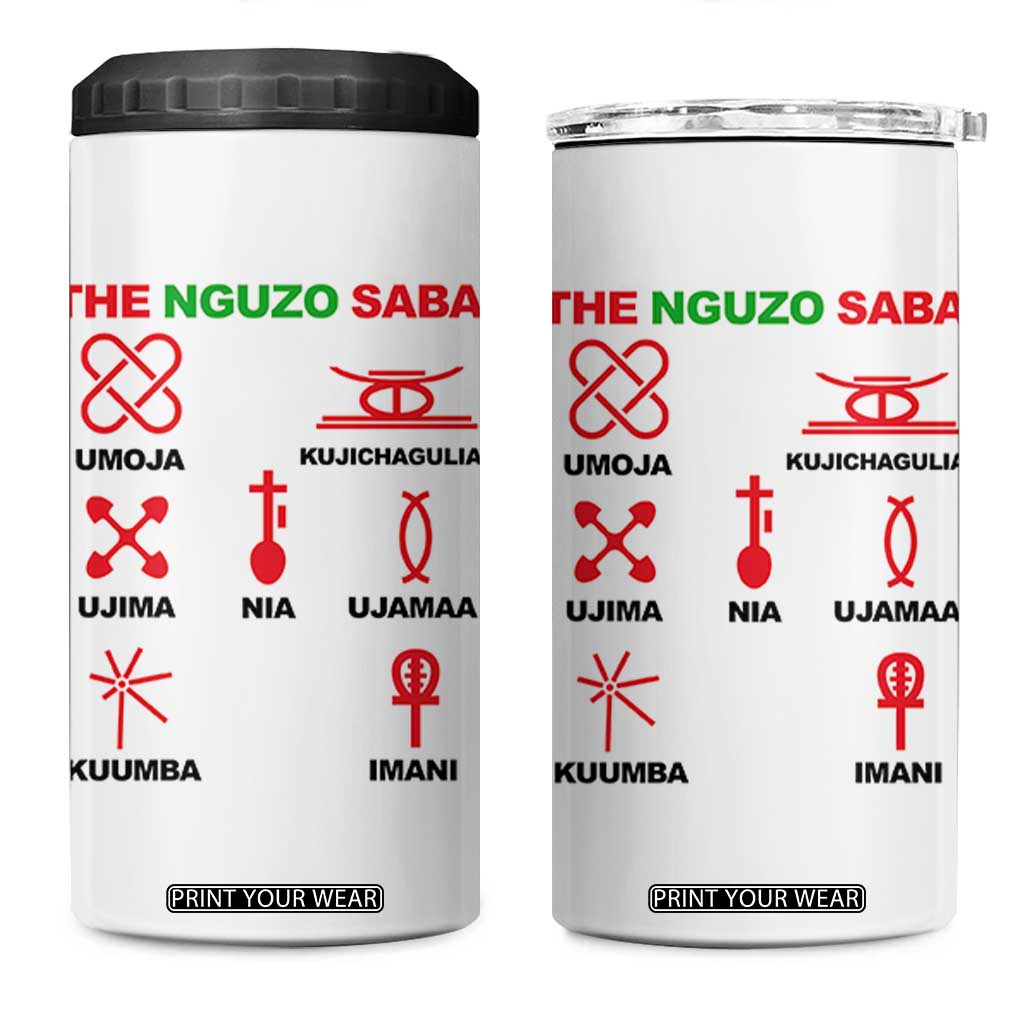 Nguzo Saba Seven Principles Of Kwanzaa Celebration Gift 4 in 1 Can Cooler Tumbler TS12 One Size: 16 oz White Print Your Wear