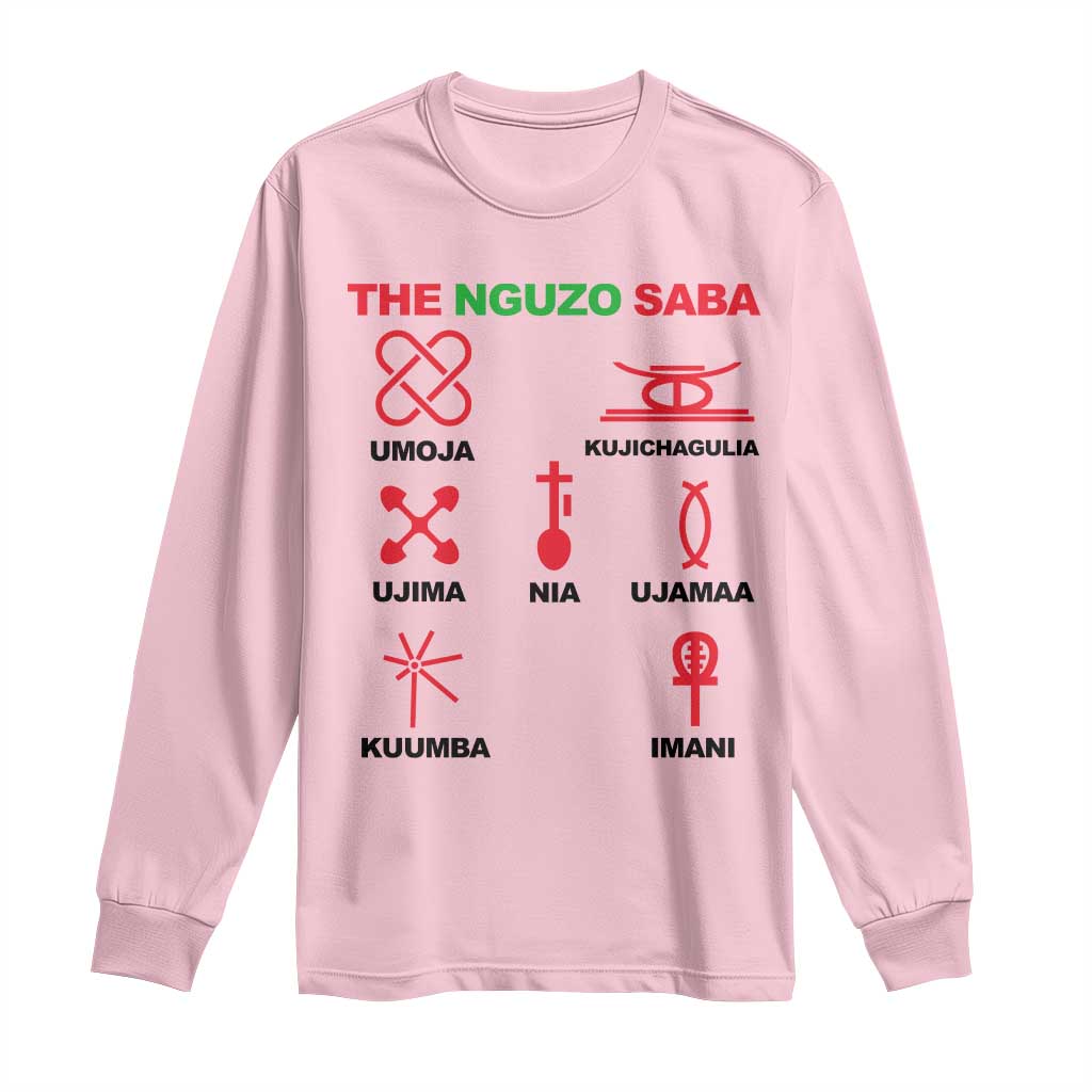 Nguzo Saba Seven Principles Of Kwanzaa Celebration Gift Long Sleeve Shirt TS12 Light Pink Print Your Wear