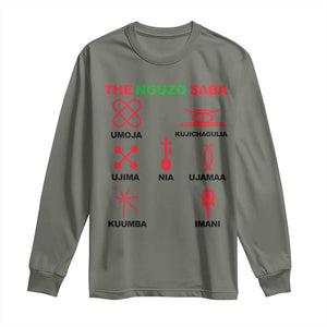 Nguzo Saba Seven Principles Of Kwanzaa Celebration Gift Long Sleeve Shirt TS12 Military Green Print Your Wear