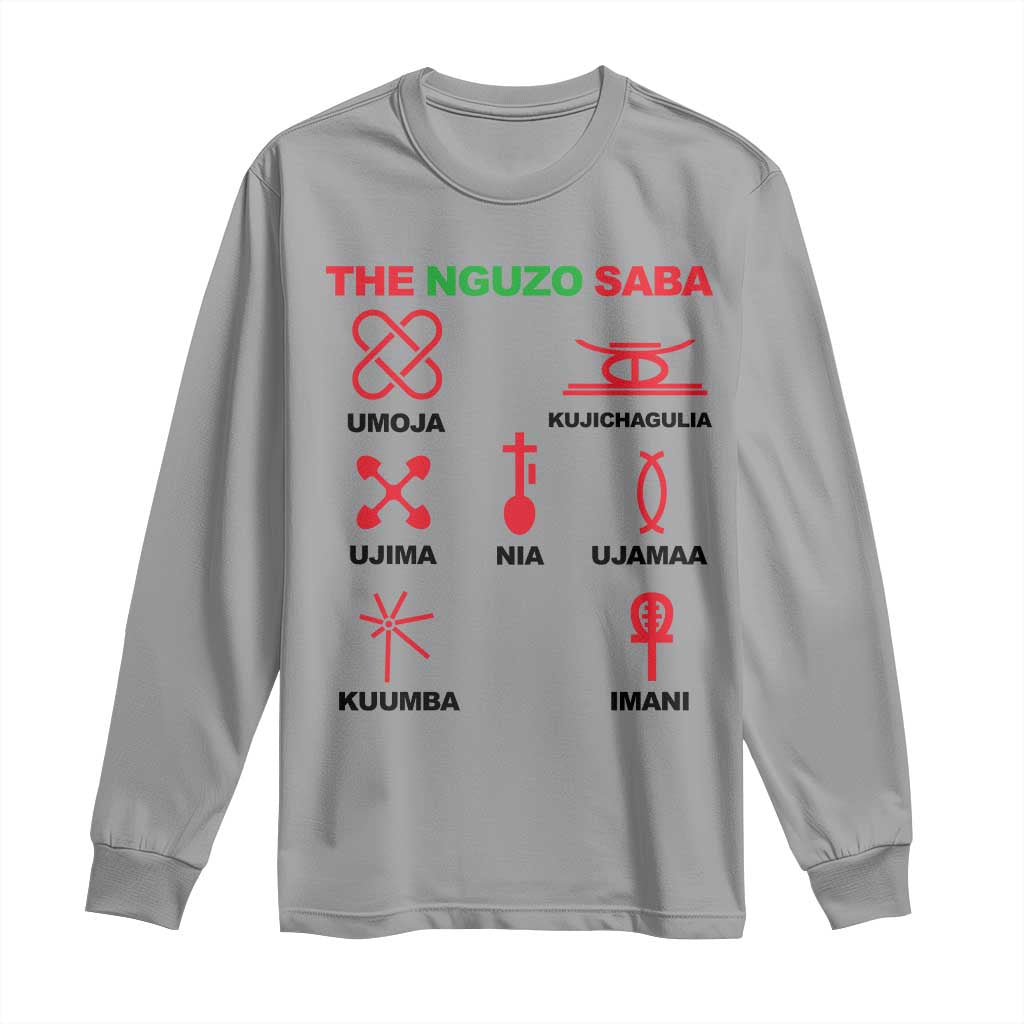 Nguzo Saba Seven Principles Of Kwanzaa Celebration Gift Long Sleeve Shirt TS12 Sport Gray Print Your Wear