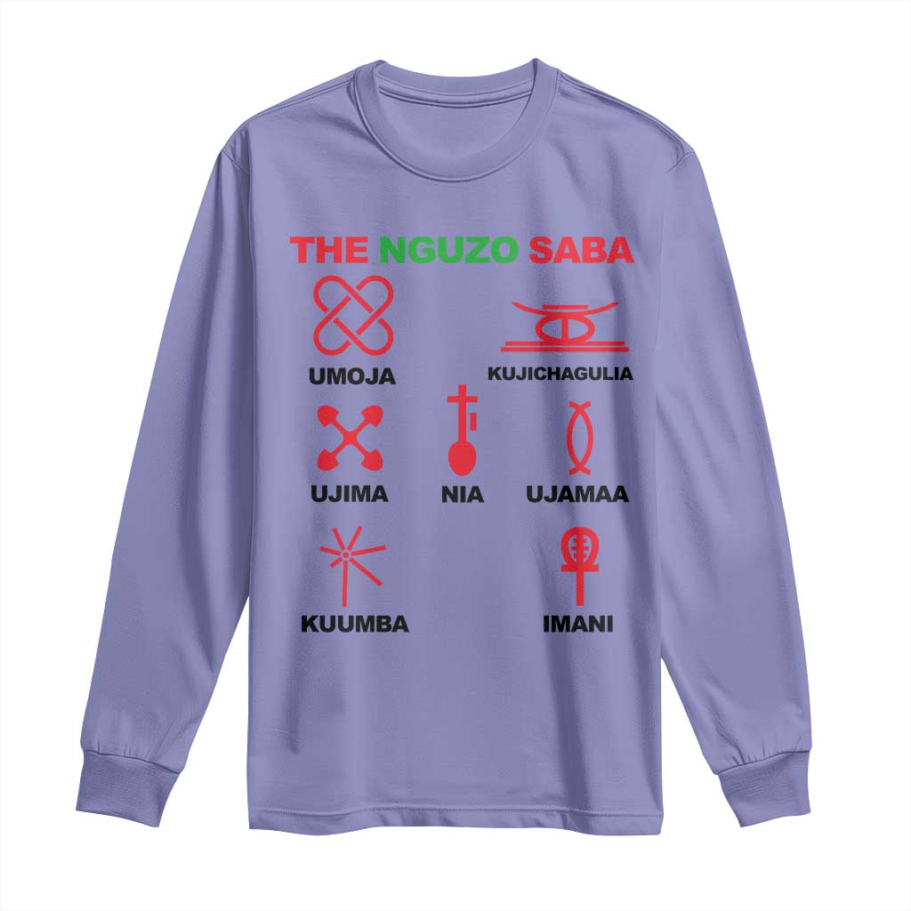 Nguzo Saba Seven Principles Of Kwanzaa Celebration Gift Long Sleeve Shirt TS12 Violet Print Your Wear