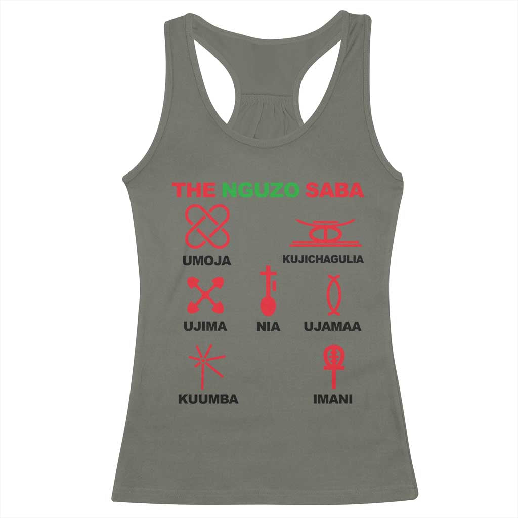 Nguzo Saba Seven Principles Of Kwanzaa Celebration Gift Racerback Tank Top TS12 Military Green Print Your Wear