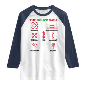 Nguzo Saba Seven Principles Of Kwanzaa Celebration Gift Raglan Shirt TS12 White Navy Print Your Wear