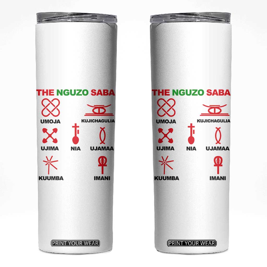 Nguzo Saba Seven Principles Of Kwanzaa Celebration Gift Skinny Tumbler TS12 White Print Your Wear
