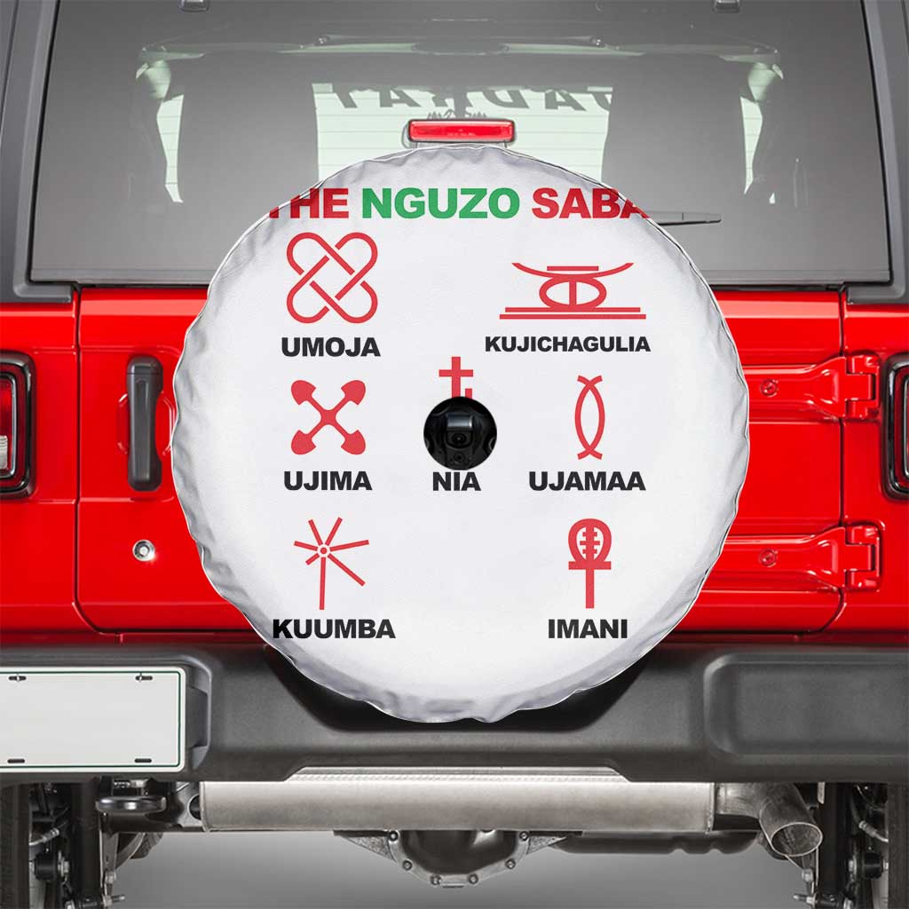 Nguzo Saba Seven Principles Of Kwanzaa Celebration Gift Spare Tire Cover TS12 White Print Your Wear