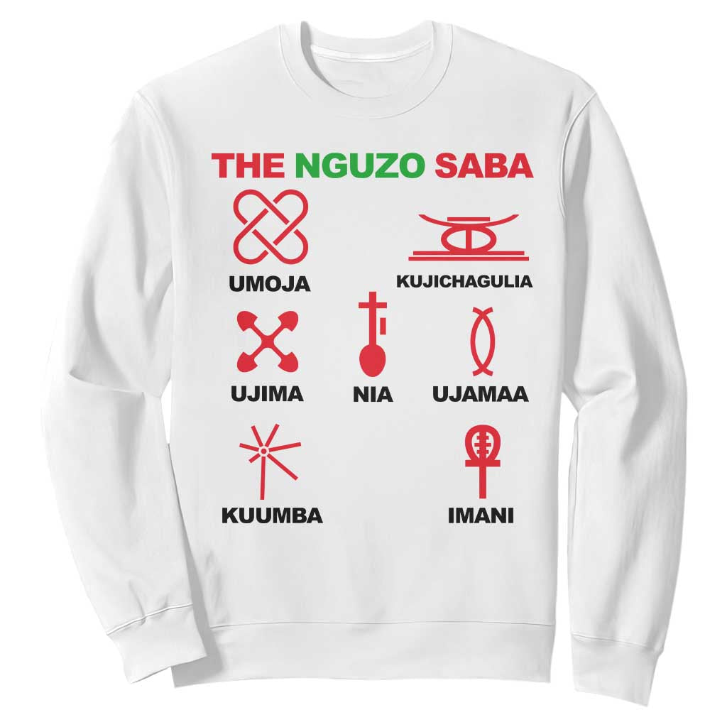 Nguzo Saba Seven Principles Of Kwanzaa Celebration Gift Sweatshirt TS12 White Print Your Wear
