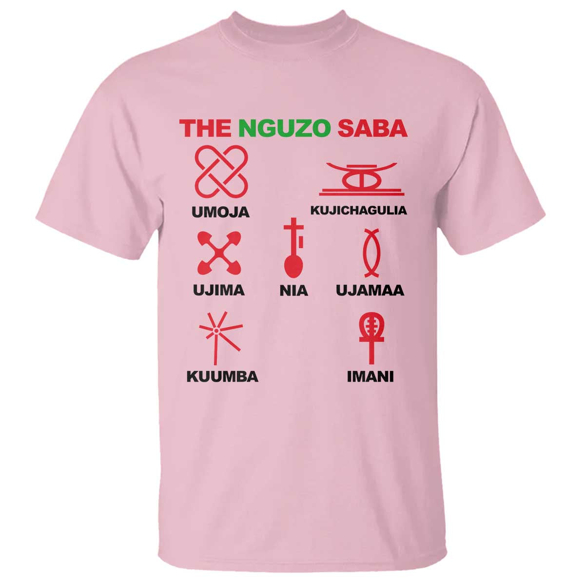 Nguzo Saba Seven Principles Of Kwanzaa Celebration Gift T Shirt TS12 Light Pink Print Your Wear