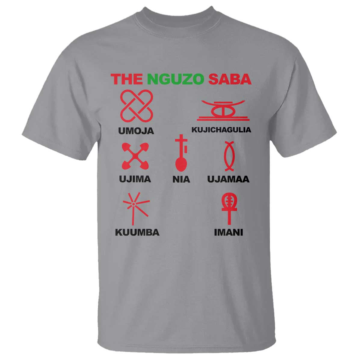 Nguzo Saba Seven Principles Of Kwanzaa Celebration Gift T Shirt TS12 Sport Gray Print Your Wear