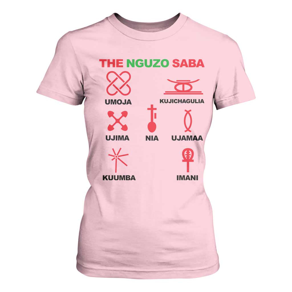 Nguzo Saba Seven Principles Of Kwanzaa Celebration Gift T Shirt For Women TS12 Light Pink Print Your Wear