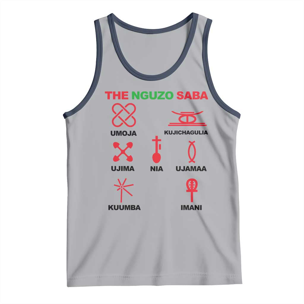 Nguzo Saba Seven Principles Of Kwanzaa Celebration Gift Tank Top TS12 Athletic Heather Navy Print Your Wear