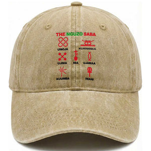 Nguzo Saba Seven Principles Of Kwanzaa Celebration Gift Washed Cotton Baseball Cap TS12 Print Your Wear