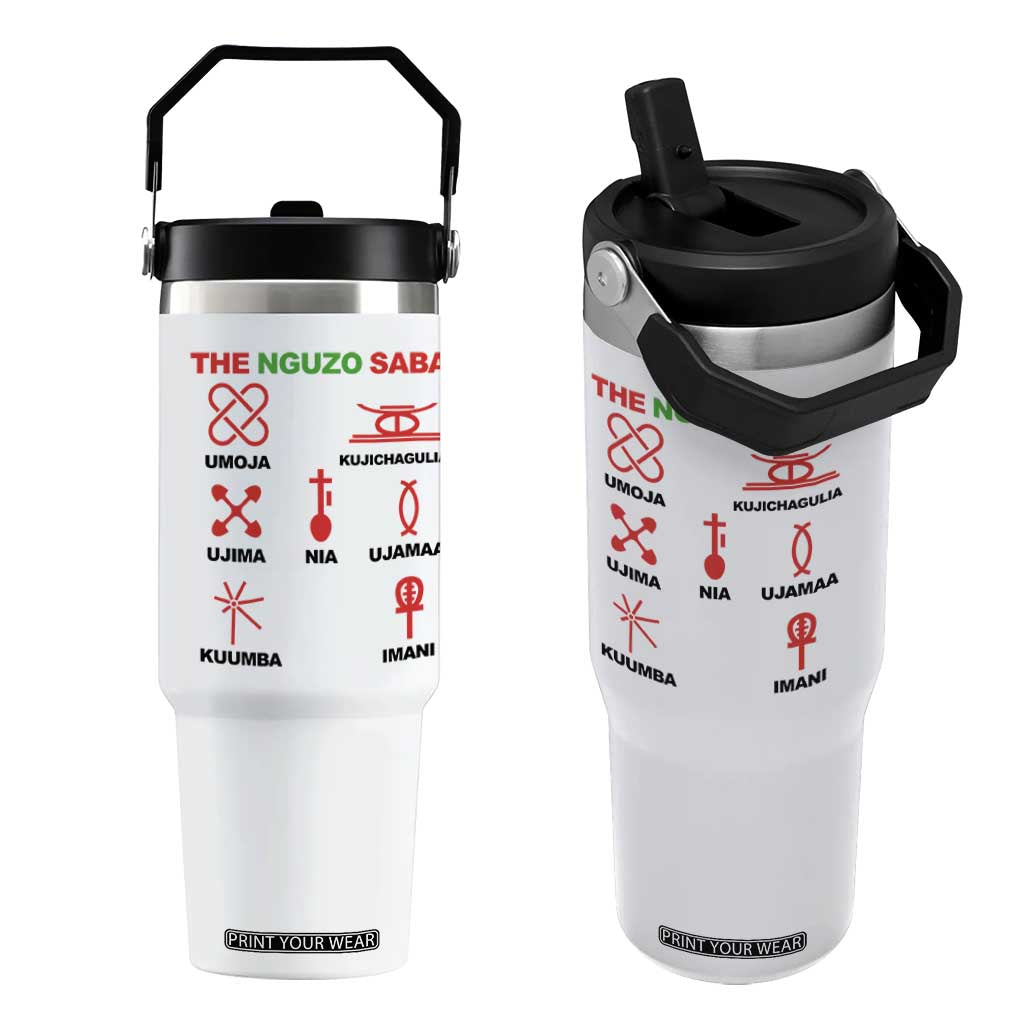 Nguzo Saba Seven Principles Of Kwanzaa Celebration Gift Flip Straw Tumbler TS12 One Size: 30 oz White Print Your Wear