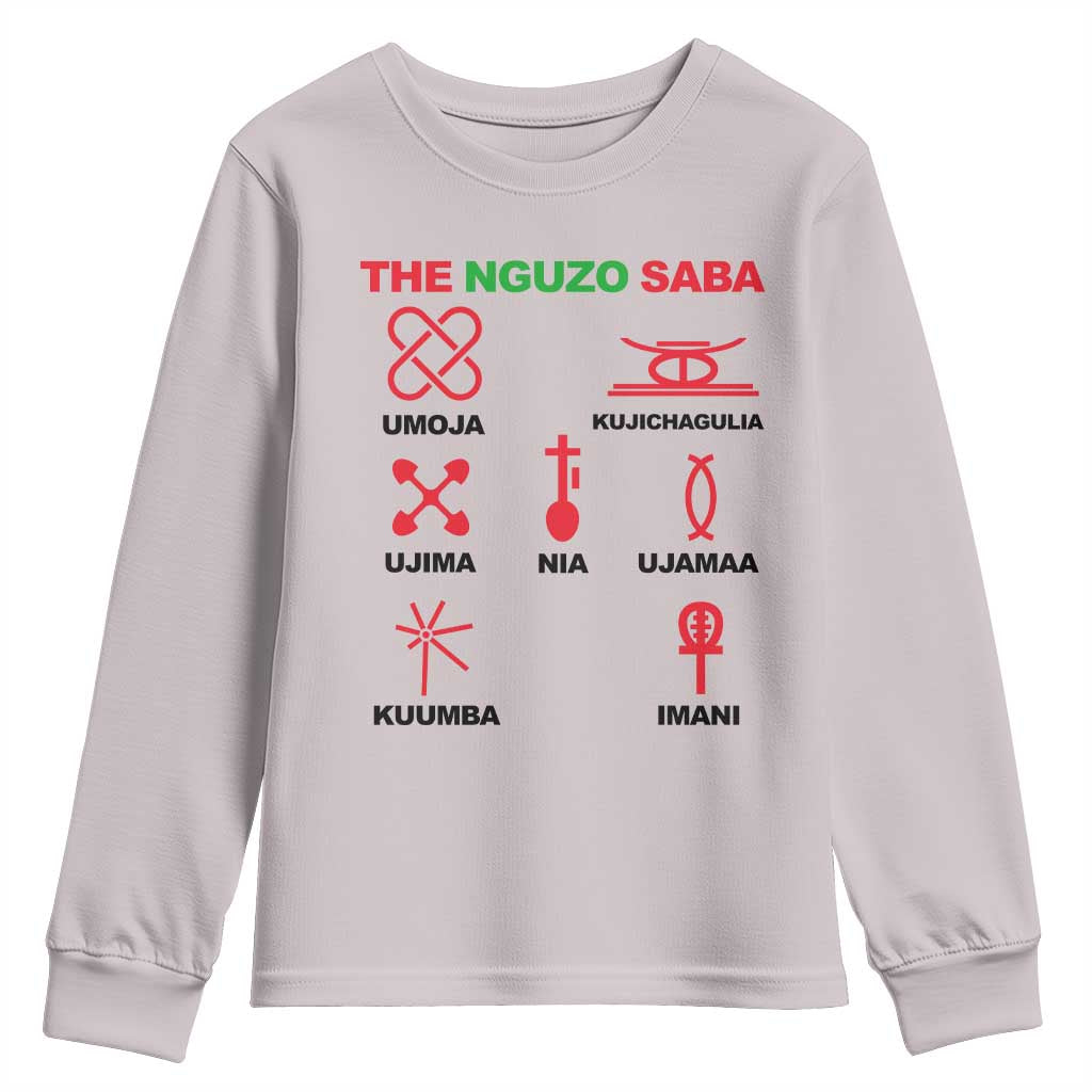 Nguzo Saba Seven Principles Of Kwanzaa Celebration Gift Youth Sweatshirt TS12 Ice Gray Print Your Wear
