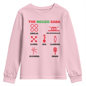 Nguzo Saba Seven Principles Of Kwanzaa Celebration Gift Youth Sweatshirt TS12 Light Pink Print Your Wear