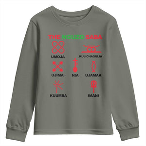 Nguzo Saba Seven Principles Of Kwanzaa Celebration Gift Youth Sweatshirt TS12 Military Green Print Your Wear