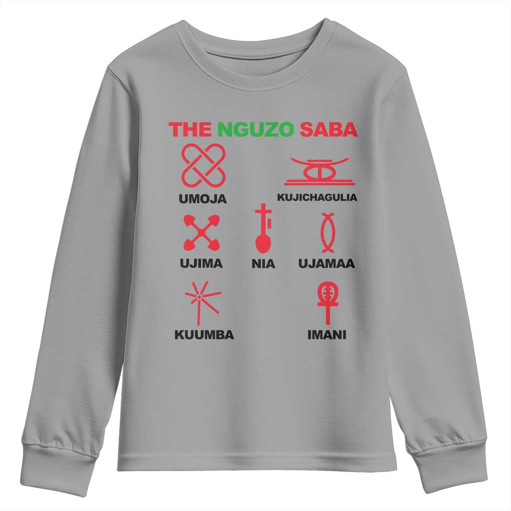 Nguzo Saba Seven Principles Of Kwanzaa Celebration Gift Youth Sweatshirt TS12 Sport Gray Print Your Wear